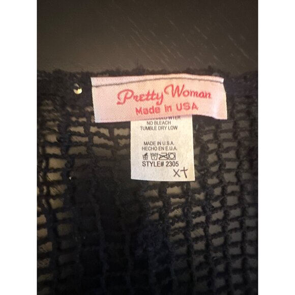 Pretty Woman Black Open Knit Sequin Sparkle Wrap Cardigan One Sz Goth Whimsygoth - Picture 3 of 4
